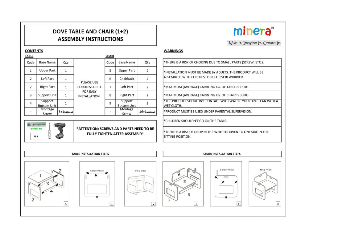 Charming Dove Activity Table & Chair Set for Kids Toddlers (Ages 2 - 4) - Montessori Kids Furniture | Jerenss