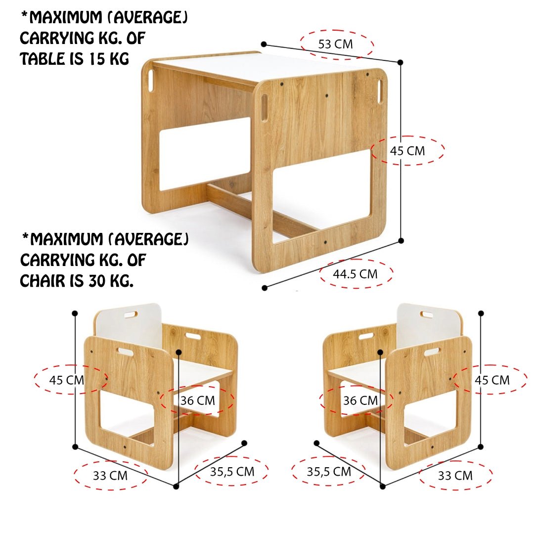 Charming Dove Activity Table & Chair Set for Kids Toddlers (Ages 2 - 4) - Montessori Kids Furniture | Jerenss