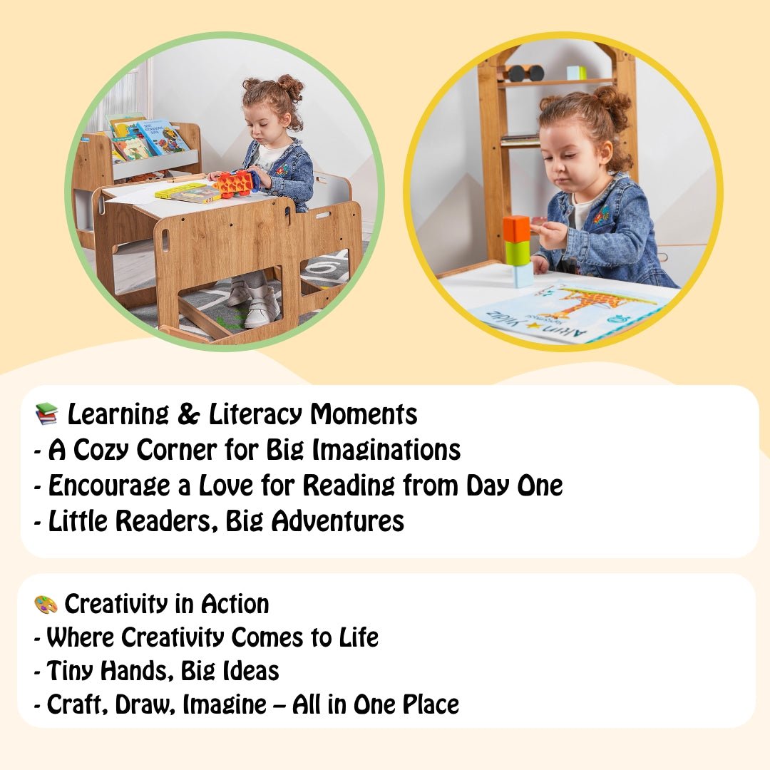Charming Dove Activity Table & Chair Set for Kids Toddlers (Ages 2 - 4) - Montessori Kids Furniture | Jerenss