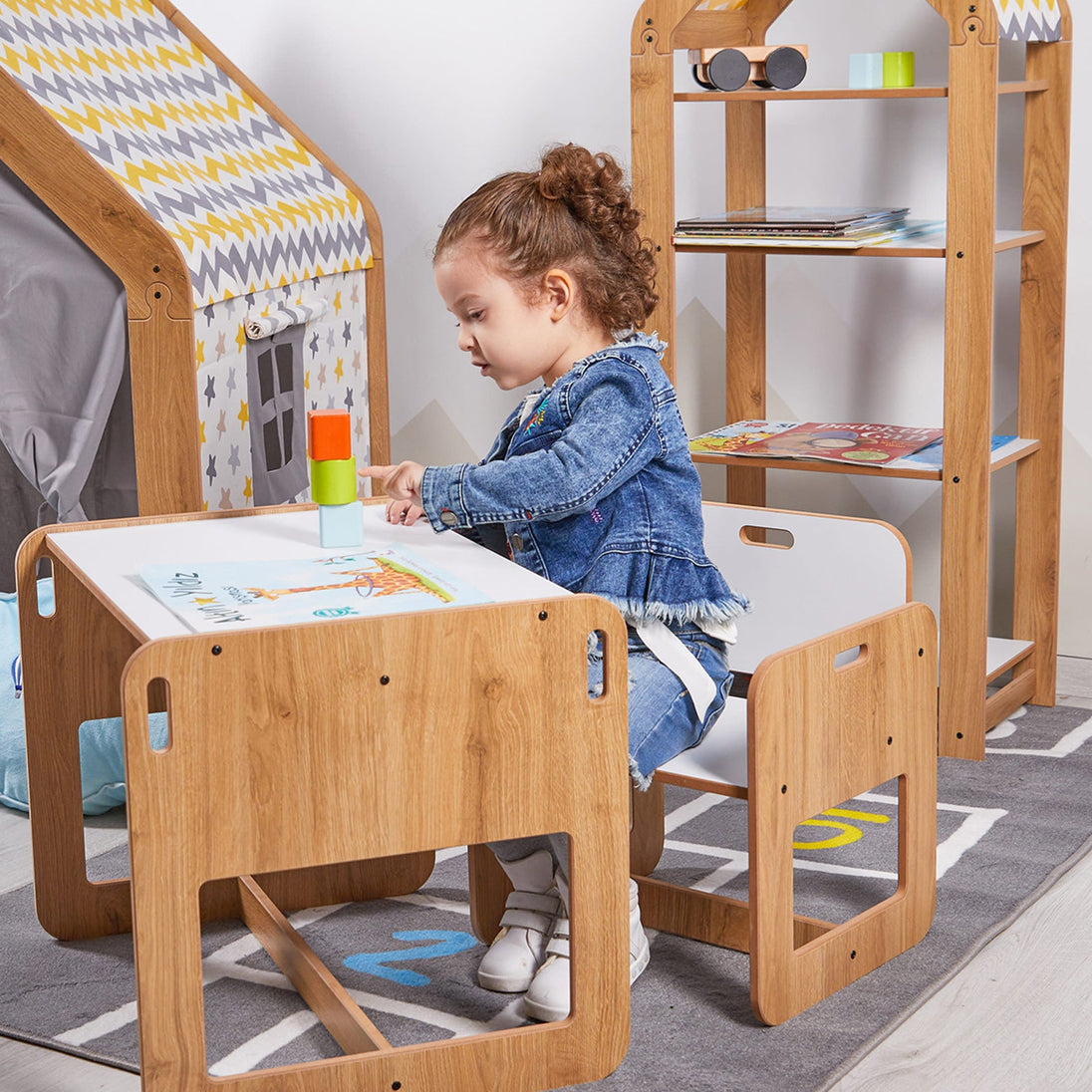 Charming Dove Activity Table & Chair Set for Kids Toddlers (Ages 2 - 4) - Montessori Kids Furniture | Jerenss