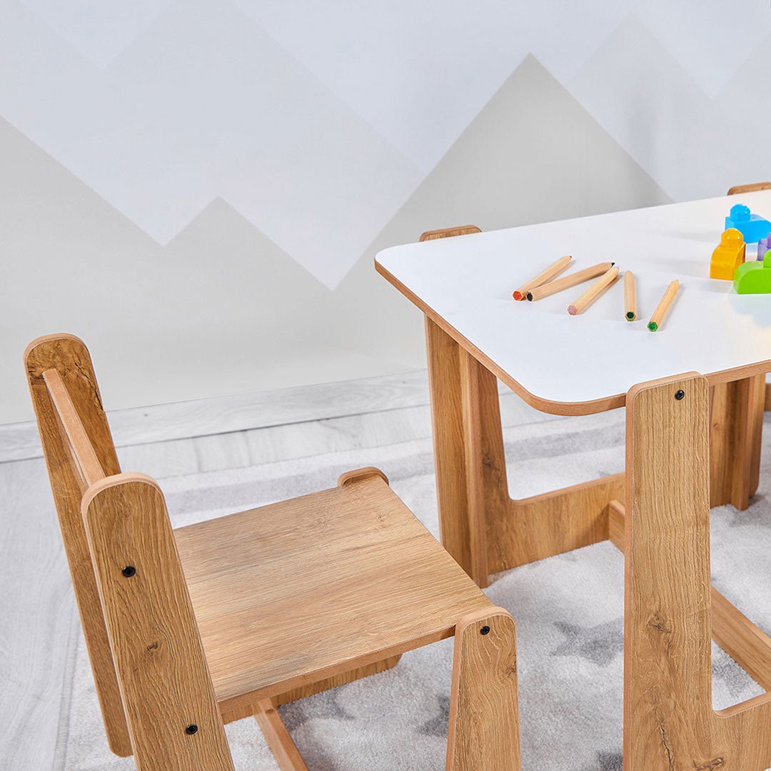 Crane Activity Table & 2 Chairs for Kids Toodler(Ages 2 - 4) - Montessori Kids Furniture | Jerenss
