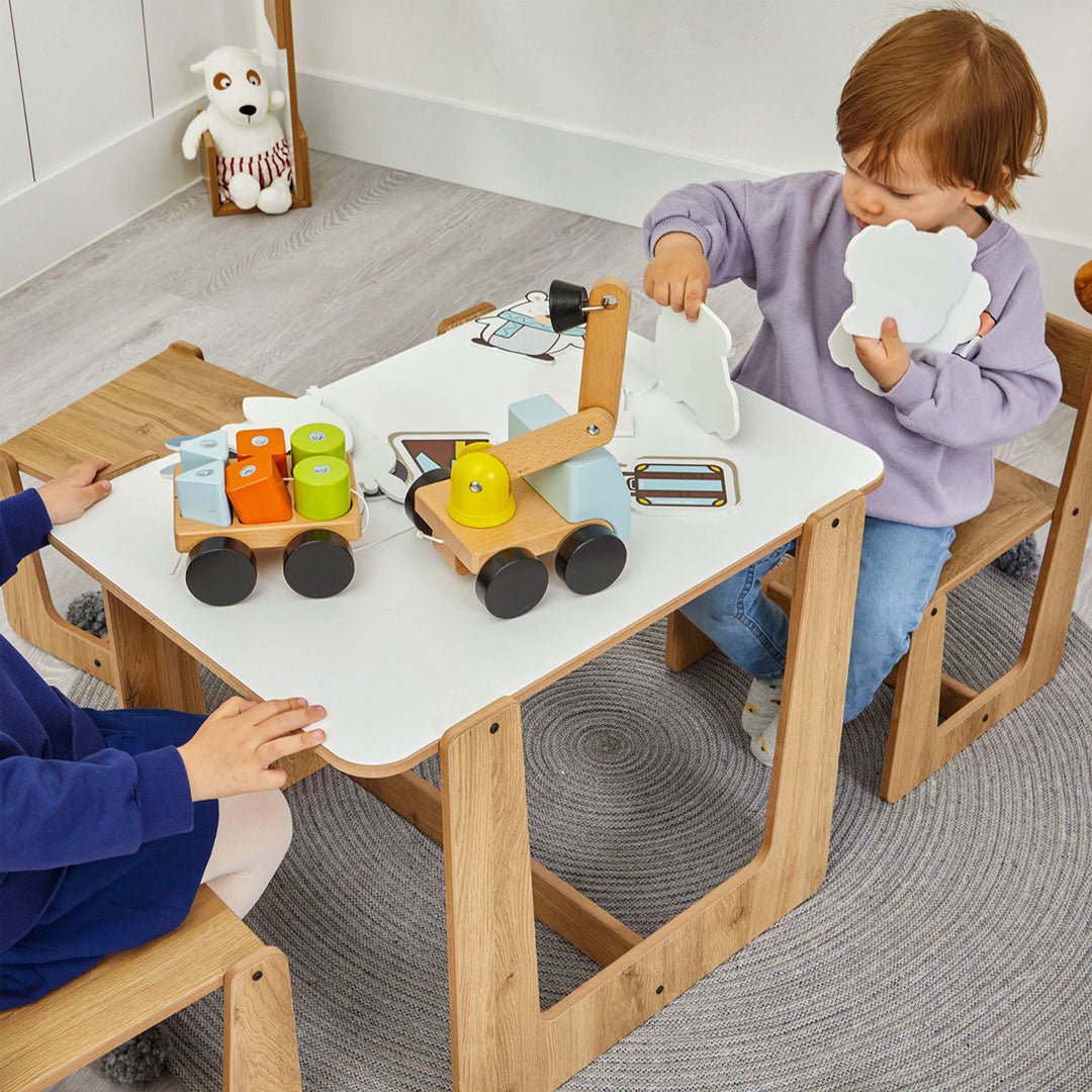 Crane Activity Table & 2 Chairs for Kids Toodler(Ages 2 - 4) - Montessori Kids Furniture | Jerenss
