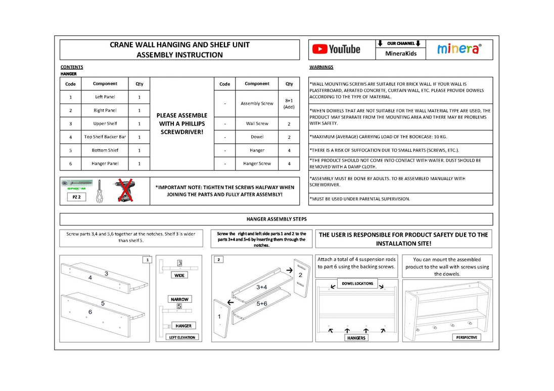 Crane Wall Organizer & Hanger - Montessori Kids Furniture | Jerenss