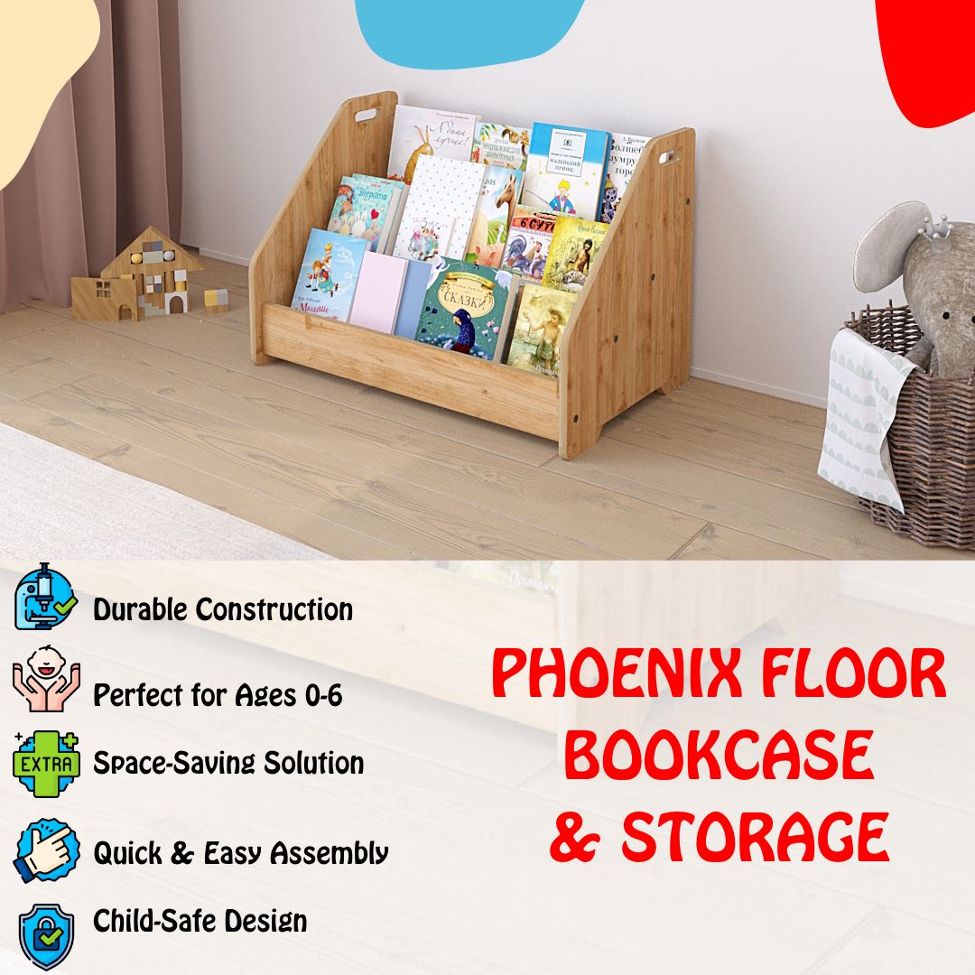 Jerenss Phoenix Bookshelf – Stylish & Practical Storage for Kids’ Rooms - Montessori Kids Furniture | Jerenss