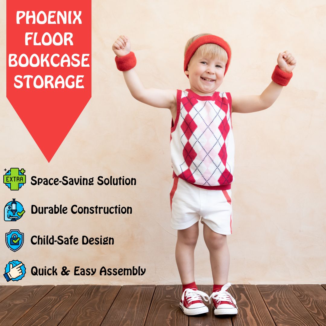 Jerenss Phoenix Bookshelf – Stylish & Practical Storage for Kids’ Rooms - Montessori Kids Furniture | Jerenss