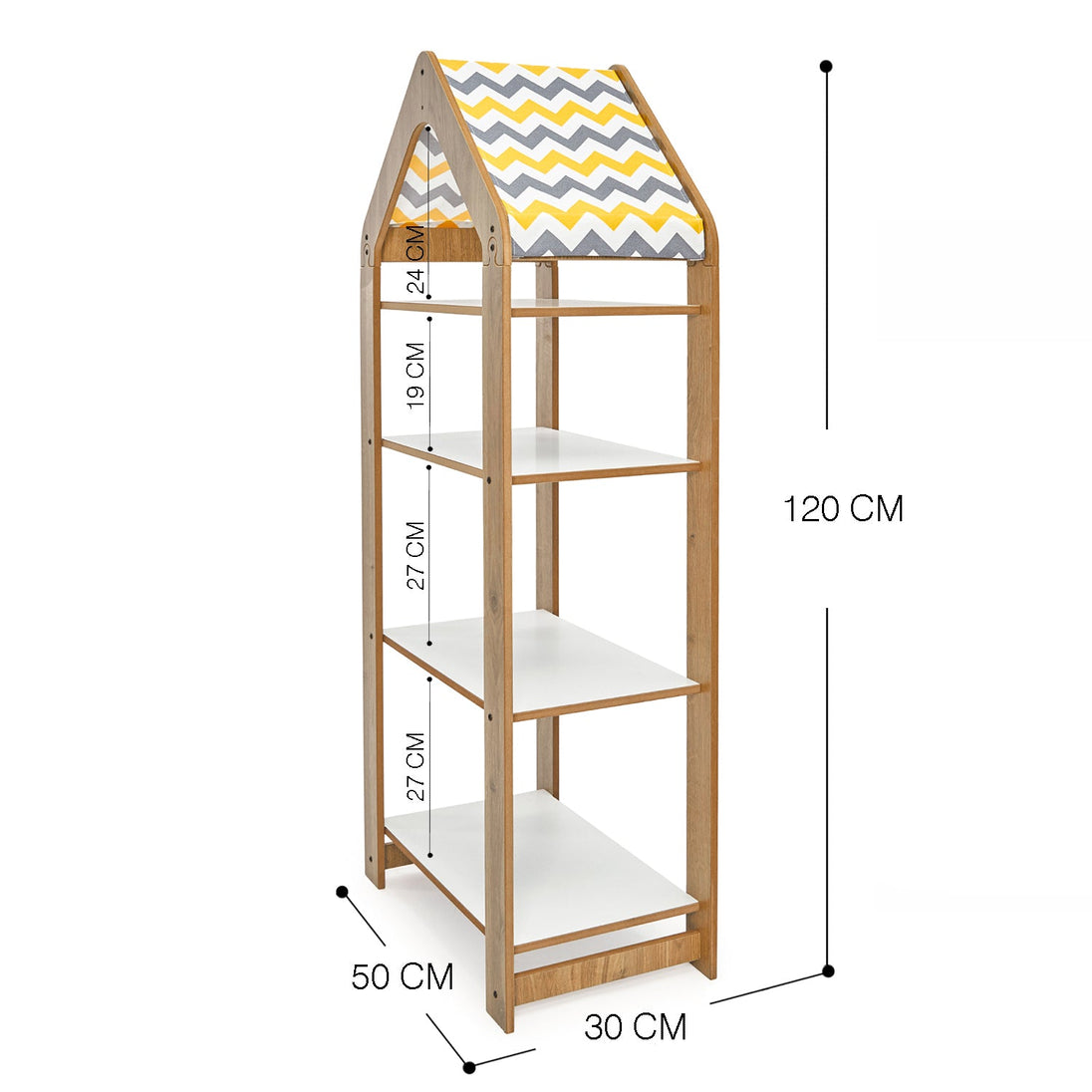 Kids Bookcase & Storage with 4 Shelves (Ages 0 - 6) - Montessori Kids Furniture | Jerenss