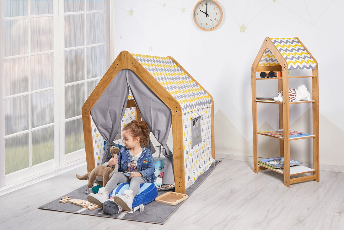 Kids Bookcase & Storage with 4 Shelves (Ages 0 - 6) - Montessori Kids Furniture | Jerenss