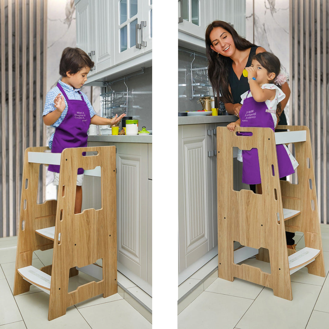 Montessori Learning Tower: Step Stool for Kitchen Helper Kids Toddlers (2 - 6) - Montessori Kids Furniture | Jerenss