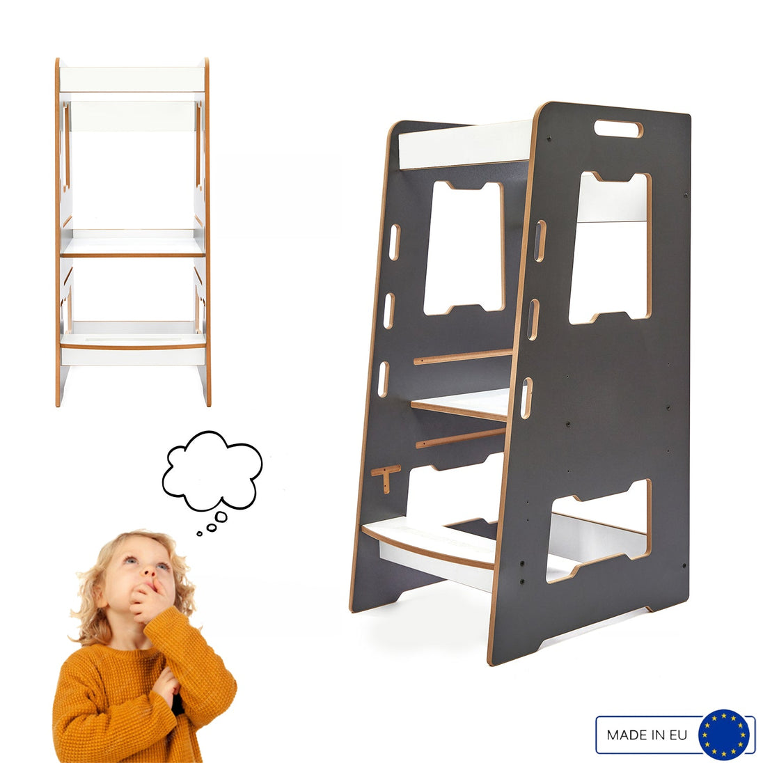 Montessori Learning Tower: Step Stool for Kitchen Helper Kids Toddlers (2 - 6) - Montessori Kids Furniture | Jerenss