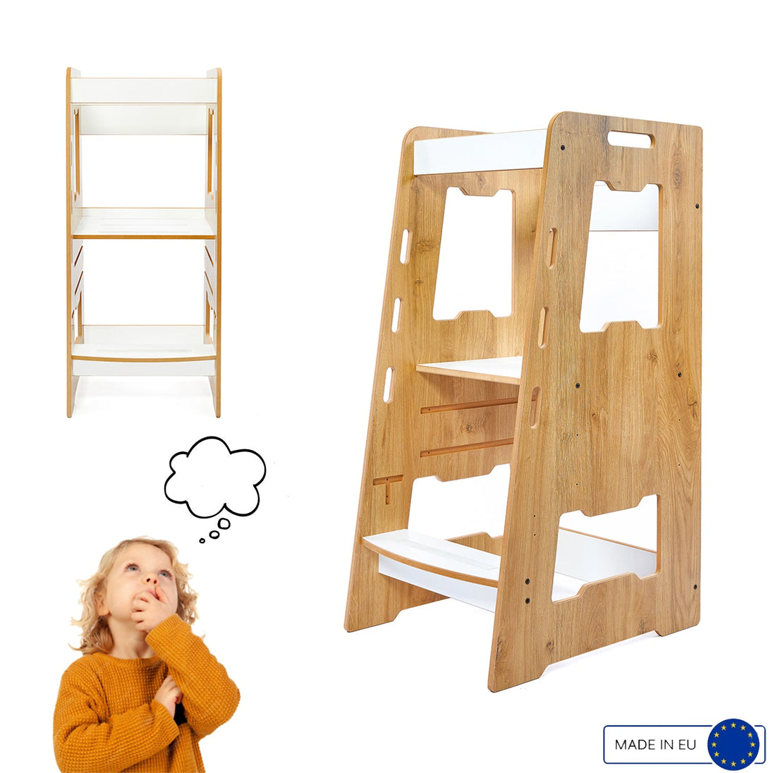 Montessori Learning Tower: Step Stool for Kitchen Helper Kids Toddlers (2 - 6) - Montessori Kids Furniture | Jerenss