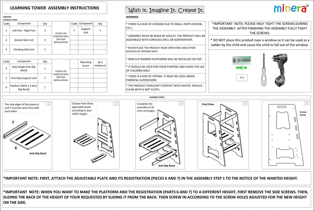 Montessori Learning Tower: Step Stool for Kitchen Helper Kids Toddlers (2 - 6) - Montessori Kids Furniture | Jerenss