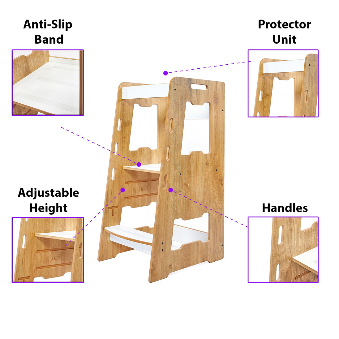 Montessori Learning Tower: Step Stool for Kitchen Helper Kids Toddlers (2 - 6) - Montessori Kids Furniture | Jerenss