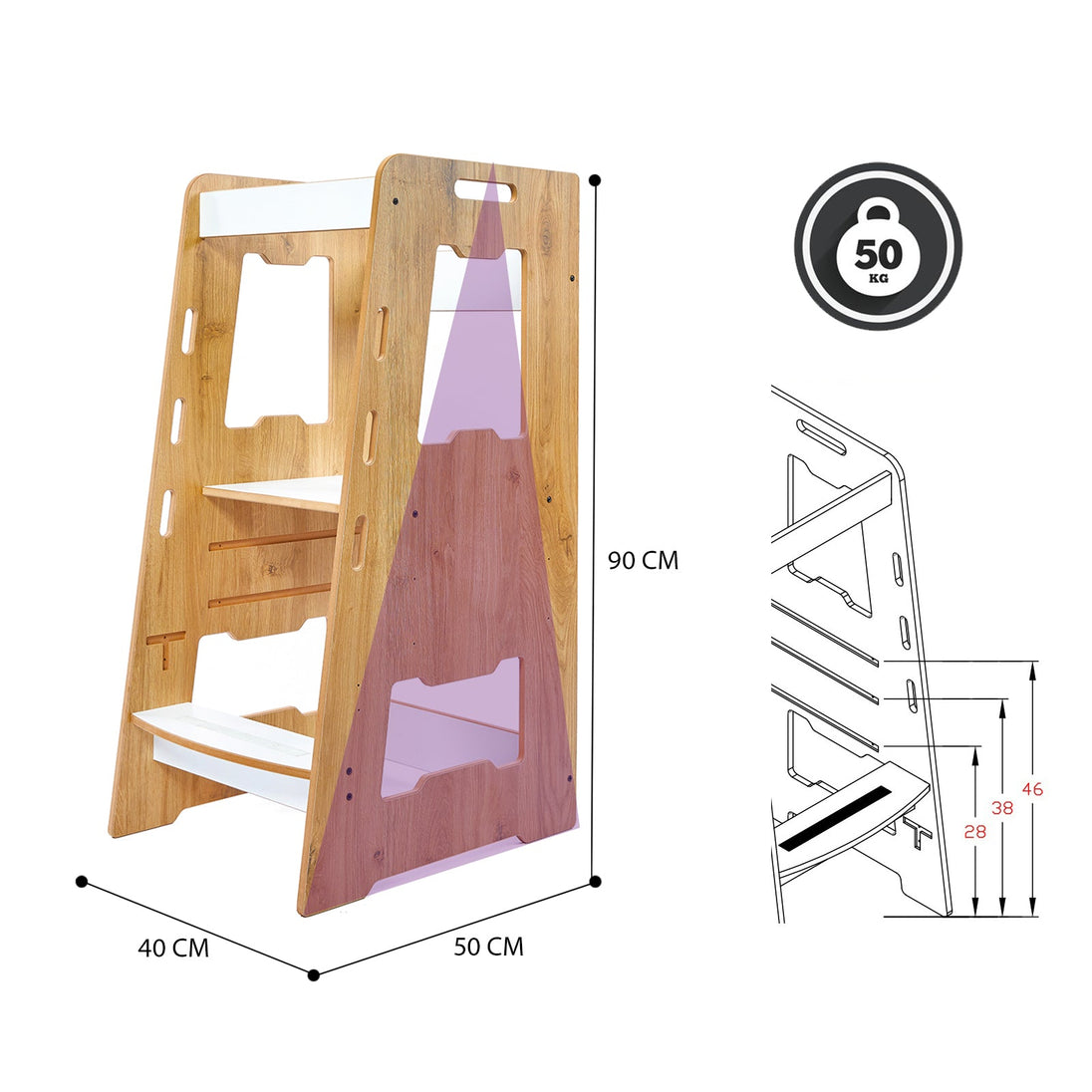 Montessori Learning Tower: Step Stool for Kitchen Helper Kids Toddlers (2 - 6) - Montessori Kids Furniture | Jerenss