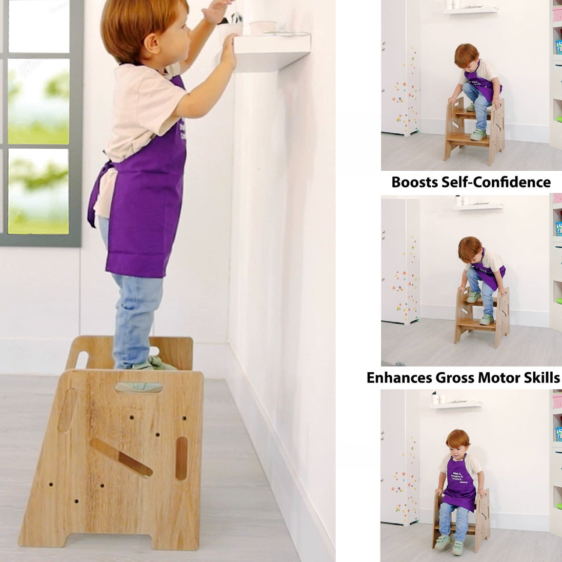 Montessori Step Stool: For Curious Kids Toddlers & Helpful Adults - Montessori Kids Furniture | Jerenss