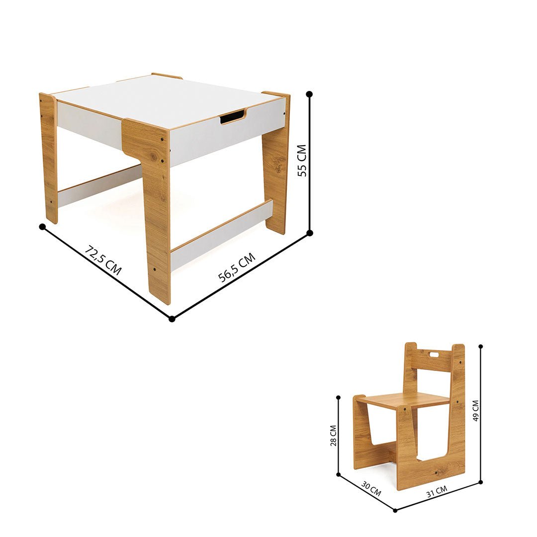 Phoenix Play Table & Chairs for Kids (Ages 2 - 4) - Montessori Kids Furniture | Jerenss