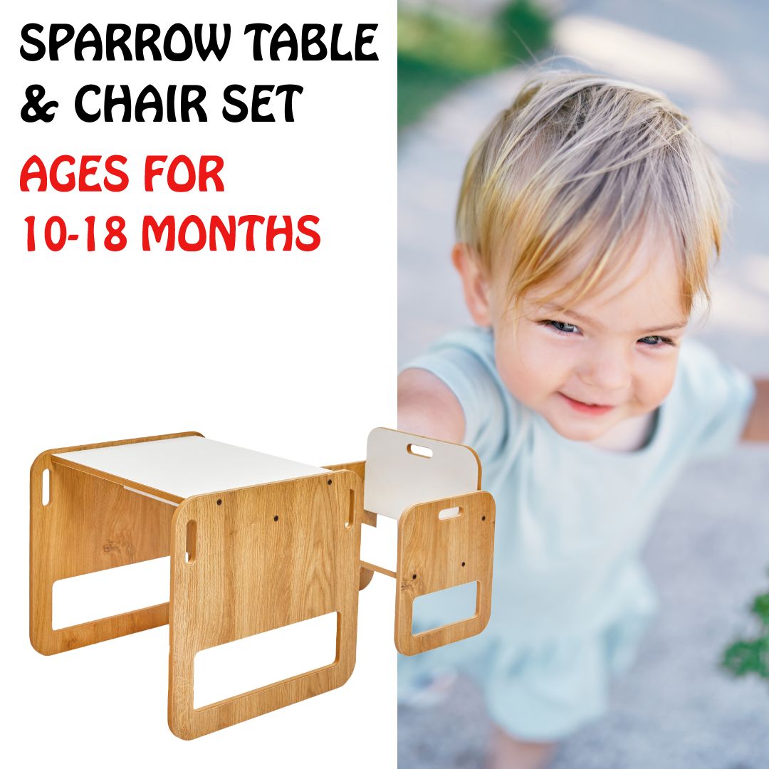 Sparrow Activity Table & Chair for Kids Toodler(Ages 10 - 18 Months) - Montessori Kids Furniture | Jerenss