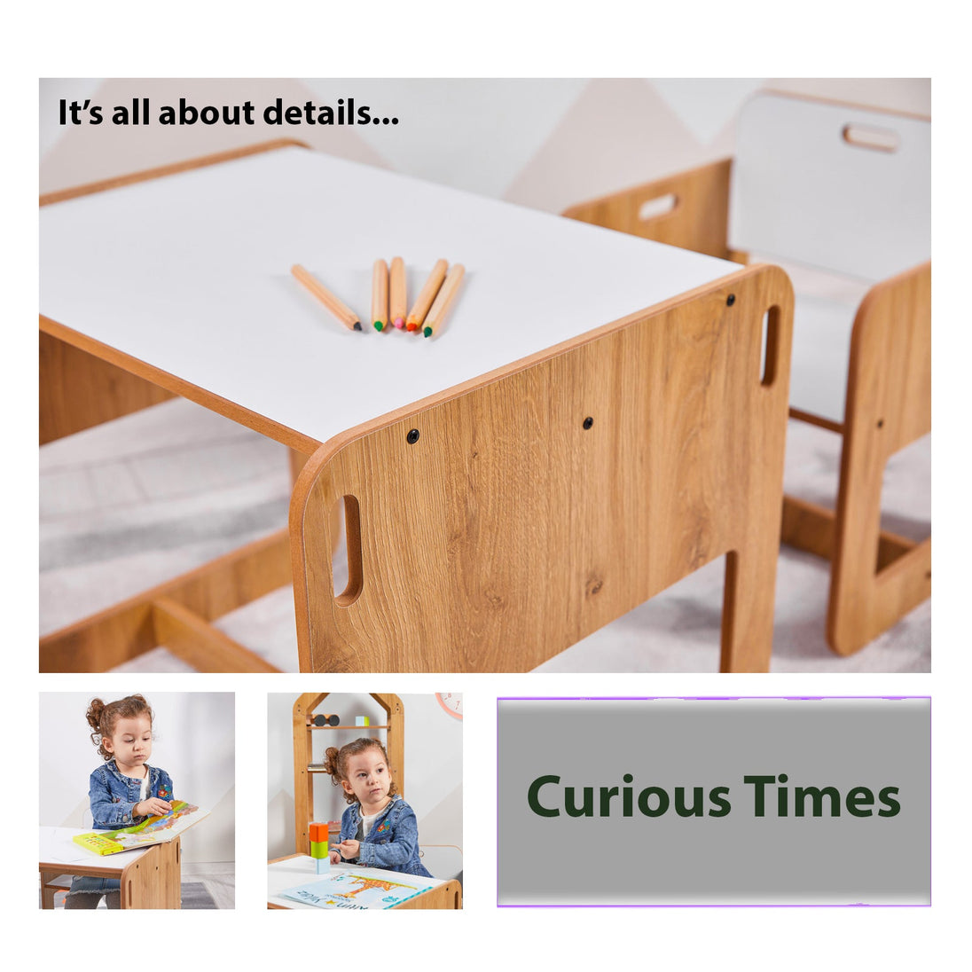 Charming Dove Activity Table & Chair Set for Kids Toddlers (Ages 2 - 4) - Montessori Kids Furniture | Jerenss