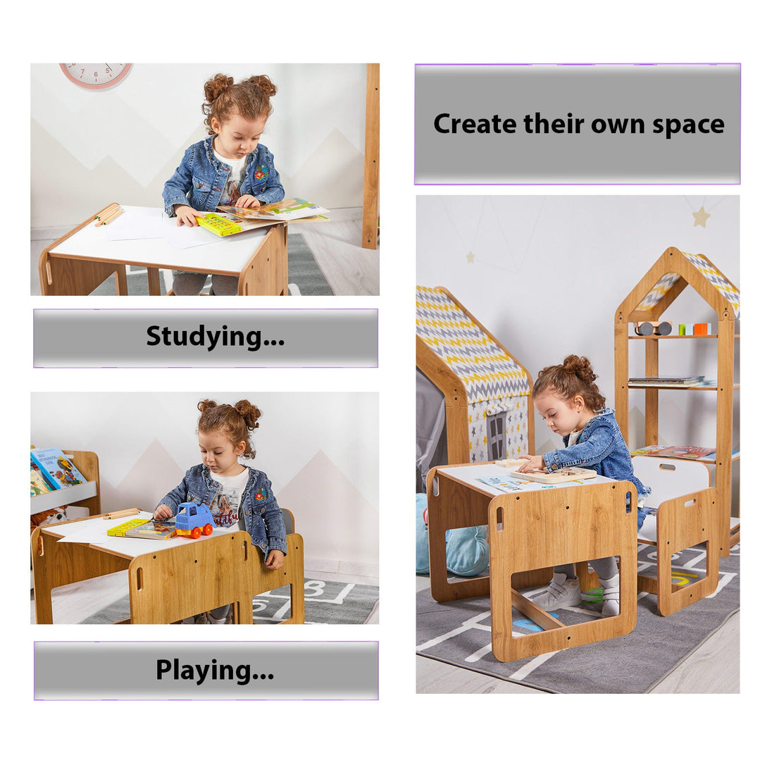 Charming Dove Activity Table & Chair Set for Kids Toddlers (Ages 2 - 4) - Montessori Kids Furniture | Jerenss
