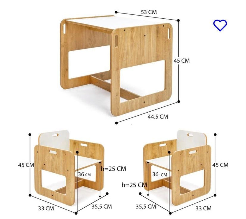 Charming Dove Activity Table & Chair Set for Kids Toddlers (Ages 2 - 4) - Montessori Kids Furniture | Jerenss