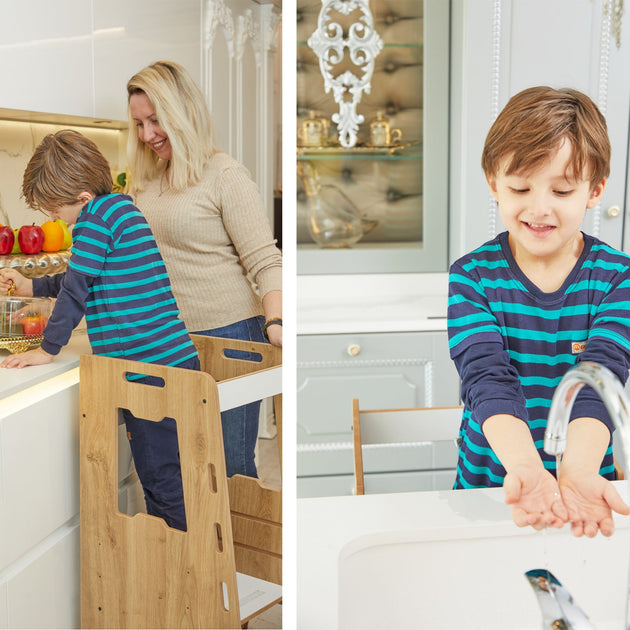 Montessori Learning Tower: Step Stool for Kitchen Helper Kids Toddlers (2 - 6) - Montessori Kids Furniture | Jerenss