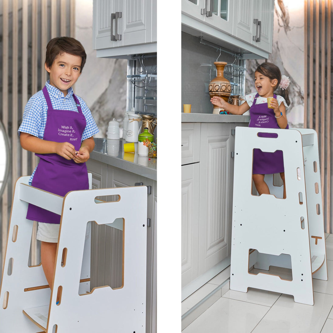 Montessori Learning Tower: Step Stool for Kitchen Helper Kids Toddlers (2 - 6) - Montessori Kids Furniture | Jerenss