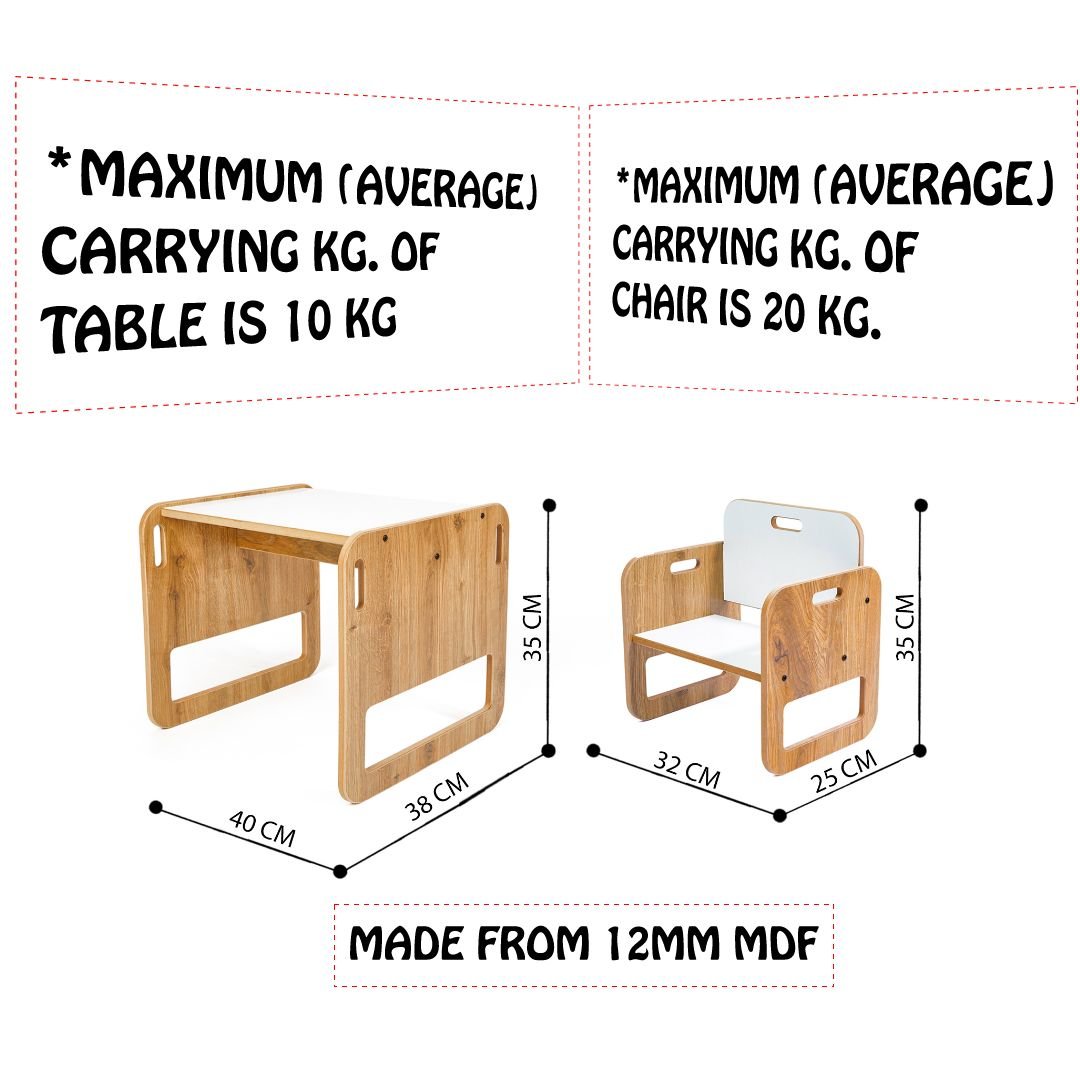 Sparrow Activity Table & Chair for Kids Toodler(Ages 10 - 18 Months) - Montessori Kids Furniture | Jerenss